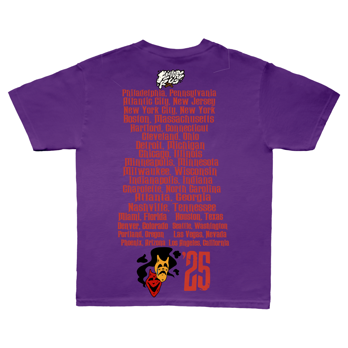 FLAVORZ R US "WORLD TOUR 25" PURPLE SHIRT