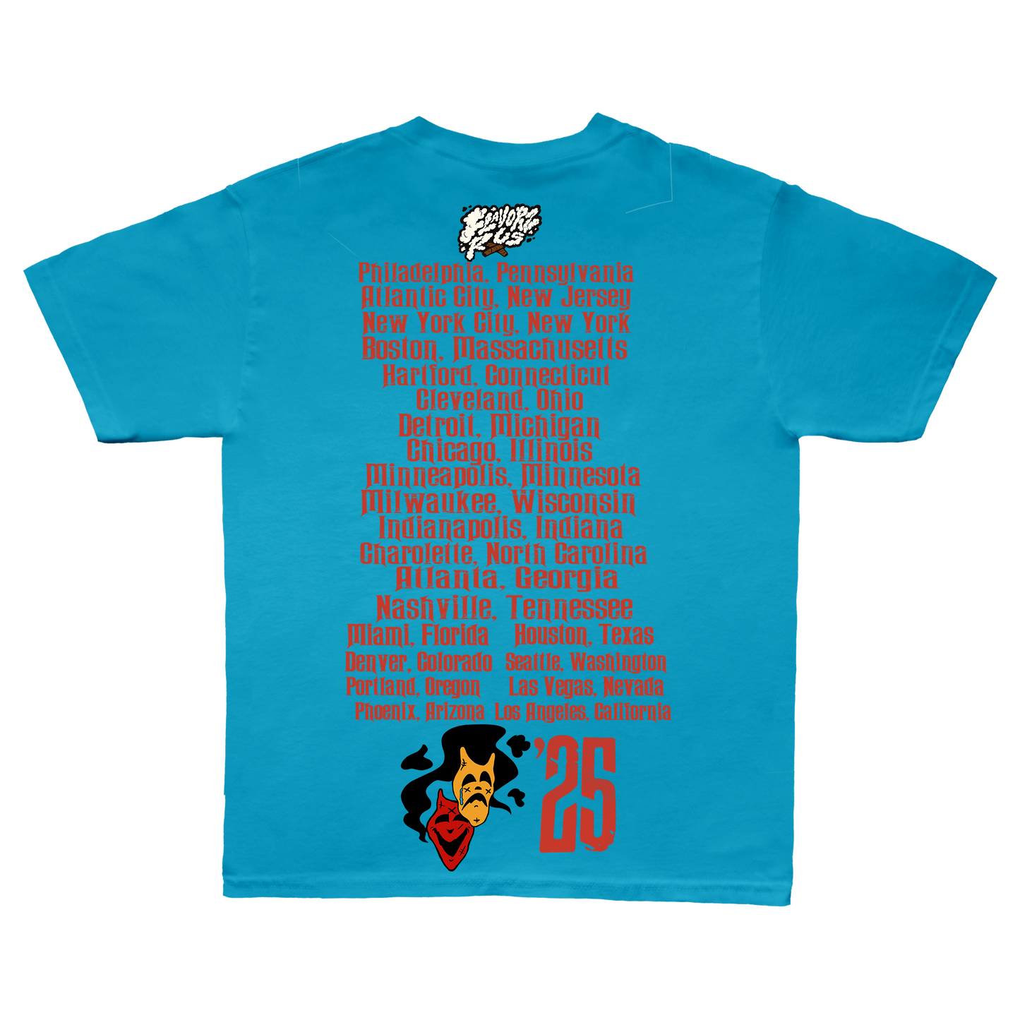 FLAVORZ R US "WORLD TOUR 25" TEAL SHIRT
