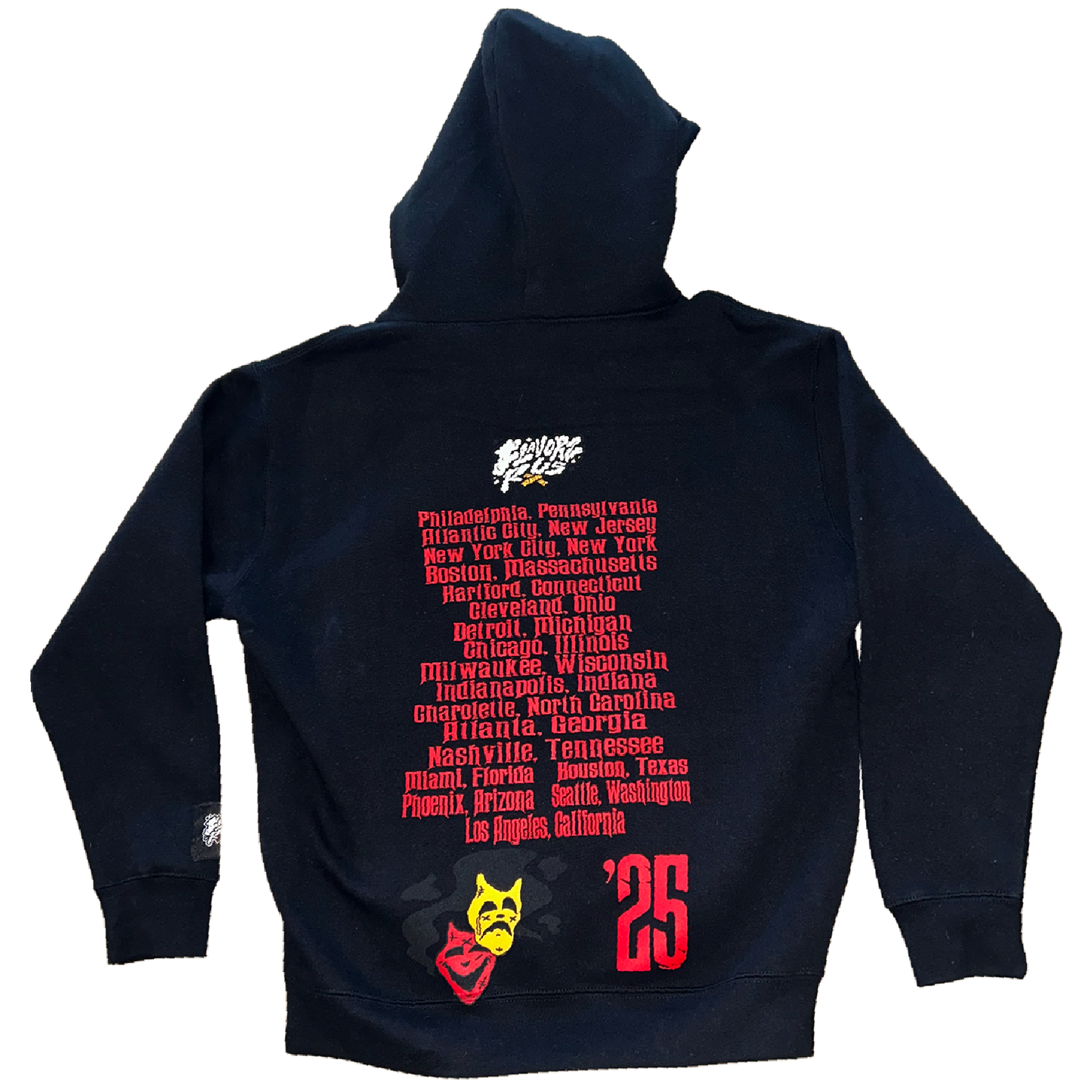 FLAVORZ R US "WORLD TOUR 25" BLACK HOODIE